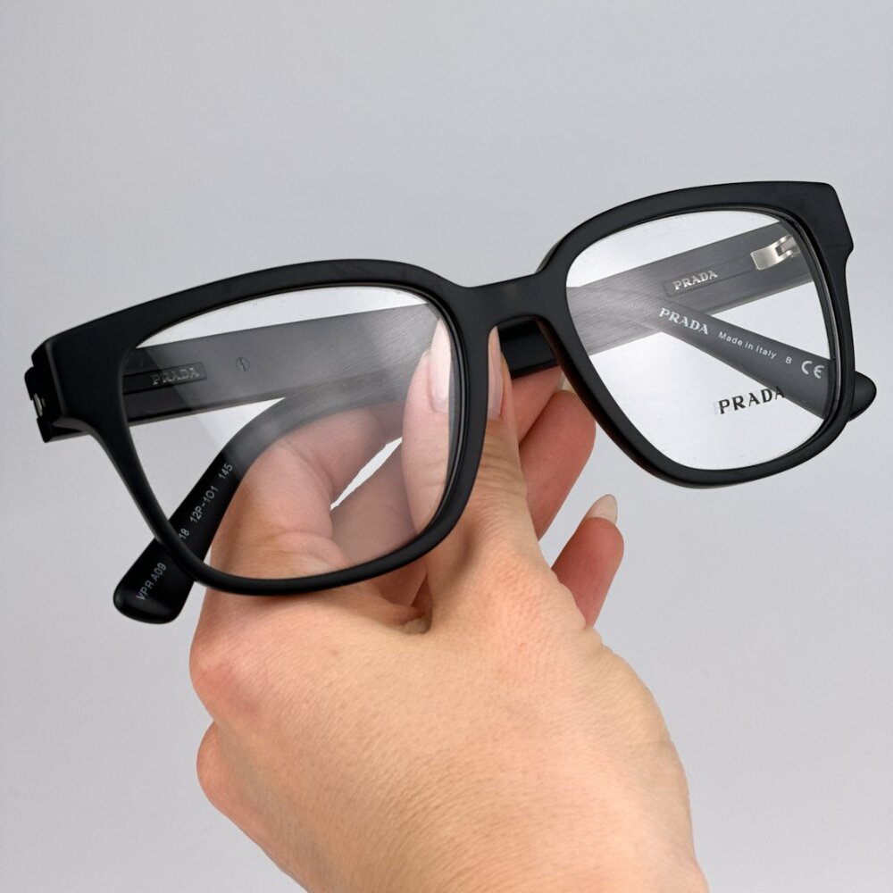 Prada PRA09V 12P1O1 BRAND NEW Eyeglasses Matte Black Square Unisex - Picture 4 of 11